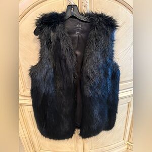 NWT A/X Armani Exchange Black Faux Fur Vest
